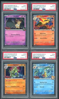 Lot of (4) Destined Rivals Pokemon PSA 10 Prerelease Staff Promo Set w/Gyarados - Image 1