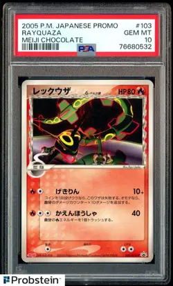 2005 Pokemon Japanese Promo Meiji Chocolate #103 Rayquaza PSA 10 GEM MINT - Image 1