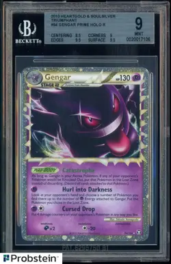 2010 Pokemon Heartgold & Soulsilver Triumphant #94 Gengar Prime Holo BGS 9 MINT - Image 1
