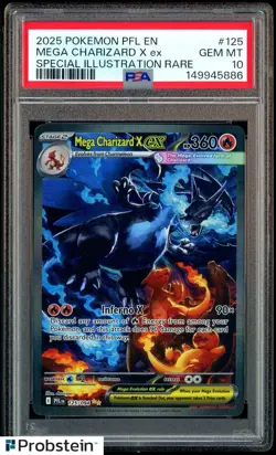 2025 POKEMON PFL EN-PHANTASMAL FLAMES #125 MEGA CHARIZARD X EX PSA 10 GEM MINT - Image 1