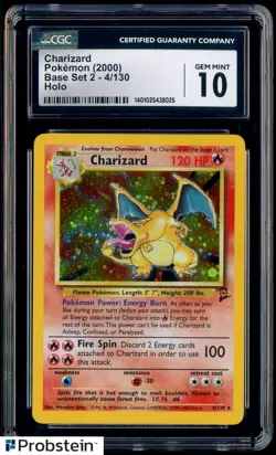 2000 Pokemon Base Set 2 #4/130 Charizard Holo CGC 10 GEM MINT - Image 1