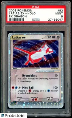 2003 Pokemon Ex Dragon #93 Latias Ex Holo Swirl Head PSA 9 MINT - Image 1