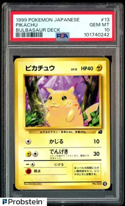 1999 Pokemon Japanese Bulbasaur Deck #13 Pikachu PSA 10 GEM MINT - Image 1