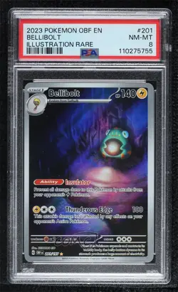 Bellibolt Illustration Rare Pokemon Scarlet & Violet: Obsidian Flames OBF PSA 8 - Image 1