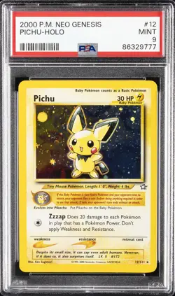 2000 POKEMON NEO GENESIS #12 PICHU-HOLO PSA 9 - Image 1