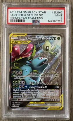 Pokemon Celebi & Venusaur GX SM167 BSP S&M Tag Team Tins Promo MINT PSA 9 - Image 3