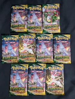 10x Pokemon SWSH Evolving Skies Booster Pack Lot Factory Sealed Rayquaza Sylveon - Image 1