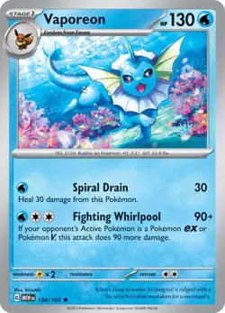 Vaporeon (134/165) [Scarlet & Violet 151] Lightly Played Holofoil Pokemon TCG - Image 1