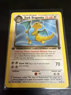Pokemon Dark Dragonite 1st Edition Non-Holo WOTC 2000 Team Rocket 22/82 HP - Image 1
