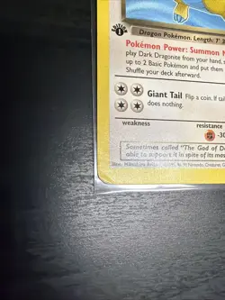 Pokemon Dark Dragonite 1st Edition Non-Holo WOTC 2000 Team Rocket 22/82 HP - Image 2