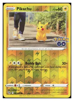Pikachu (27) Reverse Holo Common Pokemon GO 027/078 NM M005 - Image 1