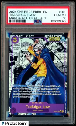2024 One Piece PRB-01 EN Manga Alternate Art #069 Trafalgar Law PSA 10 GEM MINT - Image 1