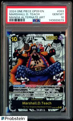 2024 One Piece OP09 EN #093 Marshall D. Tech Manga Alternate Art PSA 10 GEM MINT - Image 1