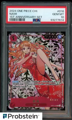 2024 ONE PIECE CHINESE 1ST ANNIVERSARY SET OP01-016 NAMI SERIAL PSA 10 GEM MINT - Image 1