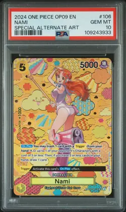 2024 ONE PIECE OP09-EMPERORS IN THE NEW WORLD SPECIAL ALTERNATE ART NAMI PSA 10 - Image 1