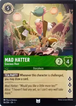 86/204 MAD HATTER GRACIOUS HOST THE FIRST CHAPTER UNCOMMON DISNEY LORCANA CARD - Image 1