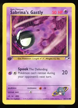 Sabrina's Gastly Gym Heroes 93/132 1st Edition Common Pokemon Card WOTC G2 - Image 1