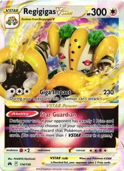 Pokemon TCG Regigigas VSTAR Crown Zenith Holo Ultra Rare Card 114/159 VLP - Image 1