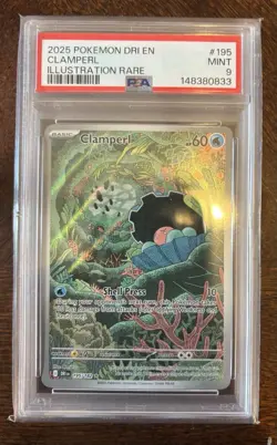 Pokemon TCG Clamperl 195/182 Destined Rivals 2025 IR Holo Rare Card PSA 9 - Image 1
