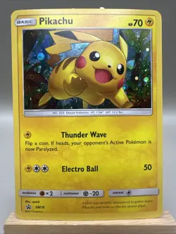 Pikachu SM76 Shining Legends Holo Black Star Promo Pokemon Card LP - Image 1