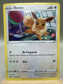 Pokemon TCG Eevee SWSH212 Holo Sword Shield Cosmos Black Star Promo Card - Image 1