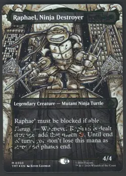 MTG TMNT Raphael Ninja Destroyer Headliner Borderless Gold Stamped Signature - Image 1
