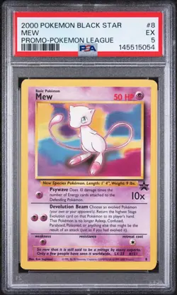 Mew 2000 Pokemon Promo Black Star #8 Promo-Pokemon League PSA 5 NEW SLAB - Image 1