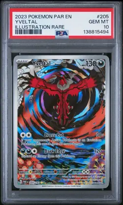 PSA 10 YVELTAL ILLUSTRATION RARE 205/182 2023 POKEMON PAR-EN PARADOX RIFT - Image 3