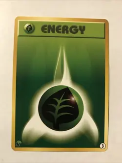 Pokemon Card Grass Leaf Energy 3 Chikorita Half Deck Neo Intro Pack NM - Image 1