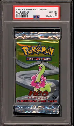 Pokemon 2000 WOTC 1st Edition Neo Genesis Meganium Sealed Booster Pack PSA 10 - Image 1