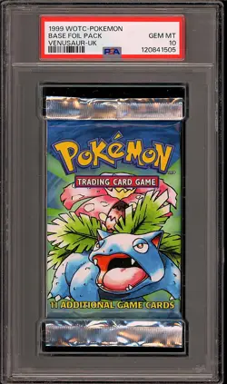 Pokemon 1999 WOTC Base Set Venusaur UK Sealed Booster Pack GEM MINT PSA 10 - Image 1