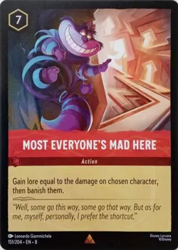 151/204 MOST EVERYONE'S MAD HERE EN8 RARE DISNEY LORCANA CARD - Image 1
