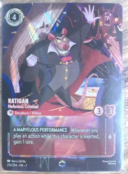 Disney Lorcana Ratigan Nefarious Criminal Enchanted 216/204 - Image 1