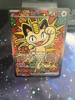 Meowth EX SIR Full Art Holo Rare Pokemon TCG Card 121/088 Perfect Order - Image 1