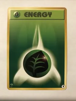 Pokemon Card Grass Leaf Energy 9 Chikorita Half Deck Neo Intro Pack NM - Image 1