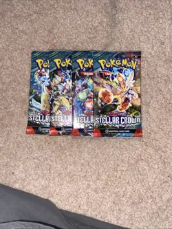 4 Pack Pokemon TCG Stellar Crown Sleeved Booster Pack COMPLETE ART SET - Image 1