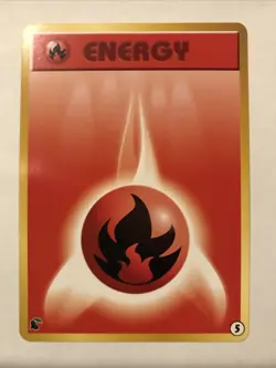Pokemon Card Fire Energy 5 Chikorita Half Deck Neo Intro Pack NM - Image 1