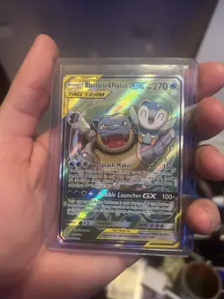 Pokemon Blastoise & Piplup GX TAG TEAM Full Art Holo 215/236 English - Image 1