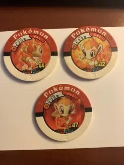 Chimchar 3 Poses Pokemon Battrio Arcade Coin Lot TOMY Japanese Nintendo Japan - Image 1