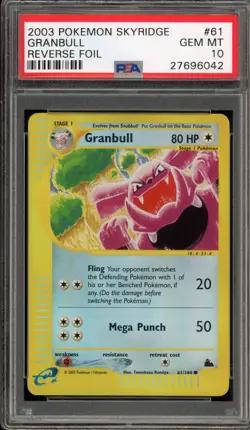 Pokemon Granbull Skyridge Reverse Holo #61 PSA 10 Gem Mint - Image 1
