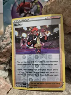 pokemon Cards Raihan Trainer Supporter Holo 1pcs+1pcs Sleeve 2021 # 152/203 - Image 1