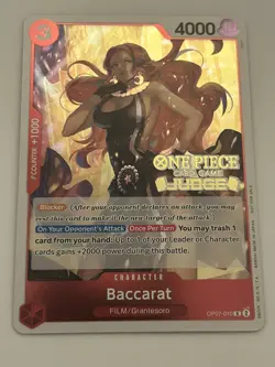 Baccarat (Judge Pack Vol. 4) OP07-010 One Piece Promotion Cards Foil - Image 1