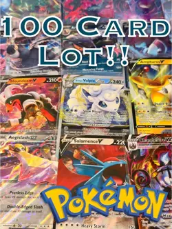 Pokemon Card Lot 100 Official TCG Cards 1 Ultra Rare Included - EX V GX + HOLOS - Image 1