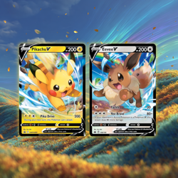 ⚡ Pikachu V & Eevee V Art Connected | Ultra Rare Pokemon Cards NM | Favorite Duo - Image 1