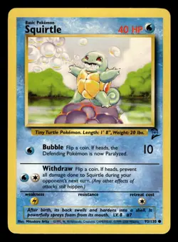 Squirtle 93/130 Common Starter Base Set 2 Pokemon Card - Image 1