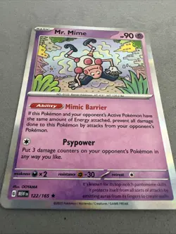 Pokemon TCG * Scarlet & Violet 151 * 122/165 Mr. Mime Rare * HOLO * FRESH PK - Image 5