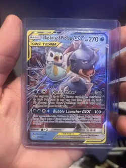 Pokemon Blastoise & Piplup GX Ultra Rare Sm-Cosmic Eclipse 38/236 - DAMAGED - Image 1