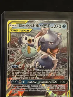 Pokemon Blastoise & Piplup GX Ultra Rare Sm-Cosmic Eclipse 38/236 - DAMAGED - Image 2