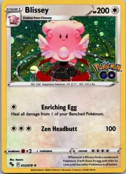 Blissey Holo Holo Rare Pokemon GO 052/078 NM - Image 1