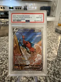 Pokemon Galarian Zapdos V 174/198 Chilling Reign Ultra Rare PSA 10 Holo Full Art - Image 1